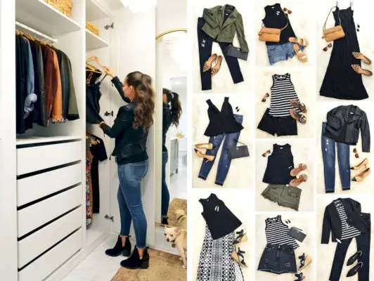 Sherry nell'armadio dell'Ikea ​​Pax fianco a fianco con l'outfit Moodboard