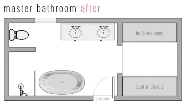 Plan d'étage de la salle de bain principale de Reno après