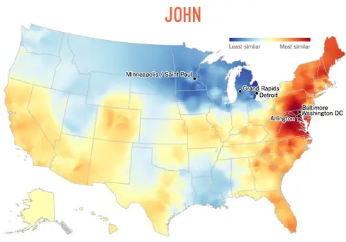 Carte des dialectes John