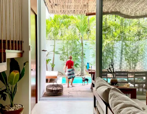 Kinderen en hond in Tulum Airbnb