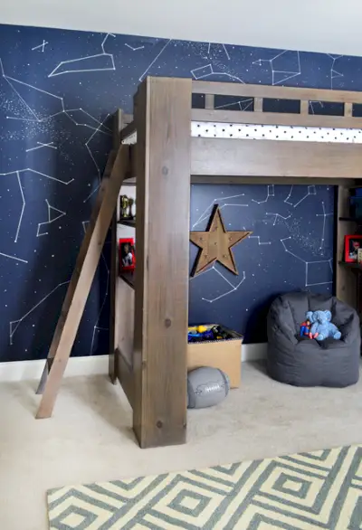 Chlapci Outer-Space-Spálňa-Loft-Bed-Constellation-Wall