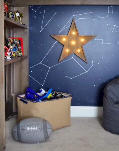 Boys Outer-Space-Spálňa-Loft-Bed-Play-Area