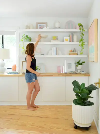 Sherry Reaching For Bowl a Ikea Lack Floating Shelf