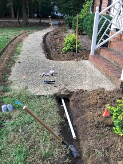 installer un tuyau de système d'irrigation sous le trottoir