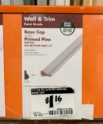 Znak na osnovni kapici At Home Depot