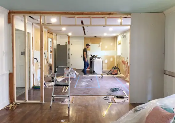 demonstração de cozinha em drywall