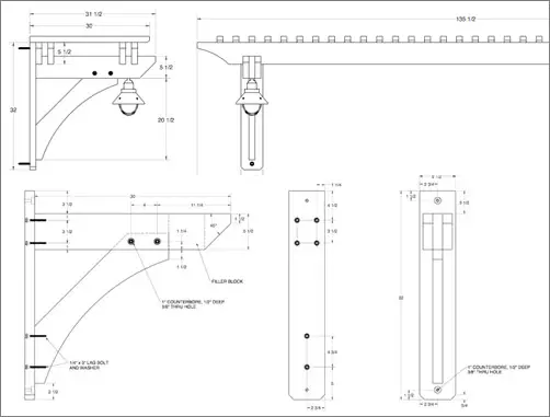 Diagramas del banco de trabajo de pérgola