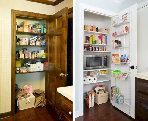 skab pantry makeover med maling ny reoldør organisation