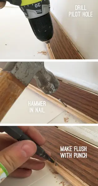 instalar pisos de madera clavando a mano la primera fila