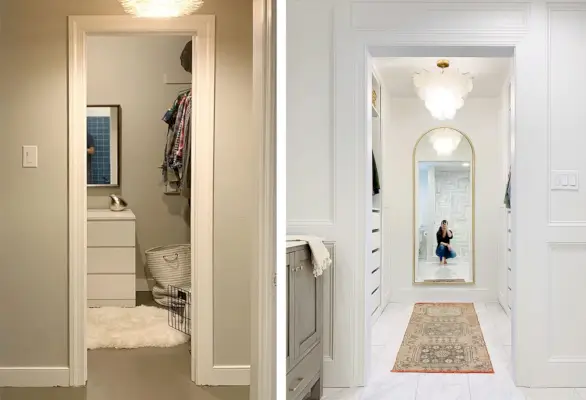 Antes y después del vestidor con armarios Ikea Pax