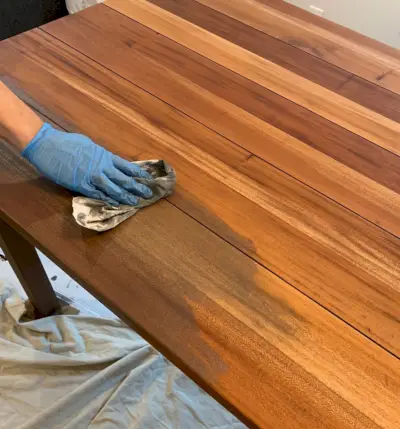 Refinishing Duplex ruokapöytä värjäys CB Table Tummempi