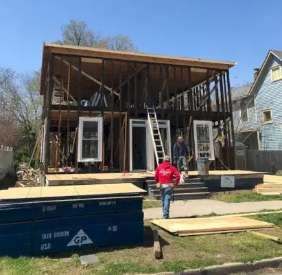 Duplex Demo Roof Back On Windows Out