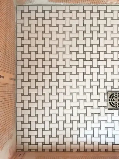 Beach House Tile Basketweave Gulv overhead