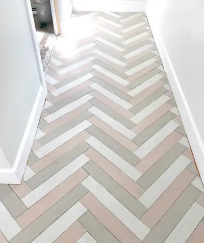 Duplex Tile Herringbone Mudroom Ungrouted