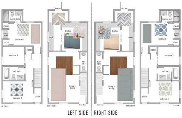 Duplexafwerkingen met bijgewerkte plattegrond