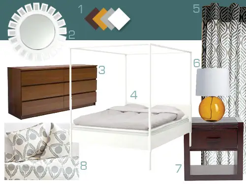 Criação de Mood Board: Quarto escuro, madeira e branco