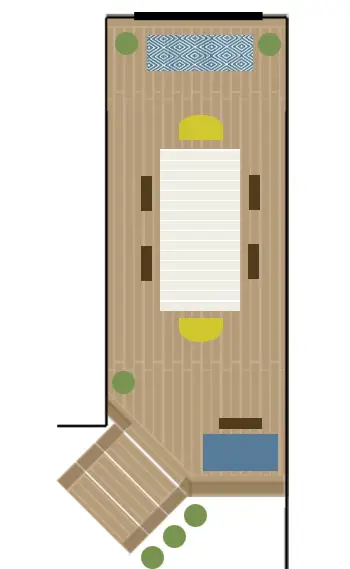 Dessin du placement des meubles de conception de pont au-dessus