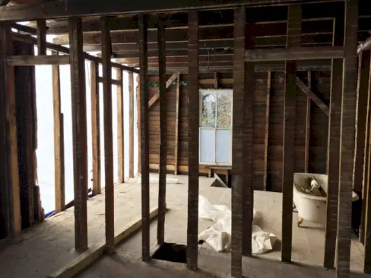 Maison de plage reconstruite côté chambre arrière