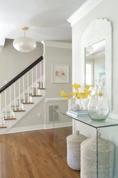 neutral foyer beachy capiz lys gingko blad