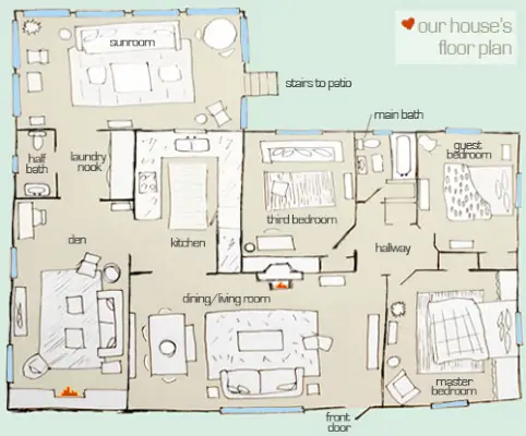 El plano de planta de nuestra casa tipo rancho