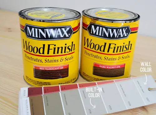 Teinture Minwax couleurs Acajou rouge et Noyer foncé