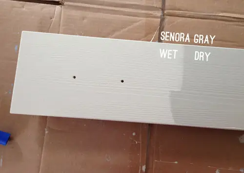 Benjamin Moore Senora Vernice grigia a colori bagnati e asciutti