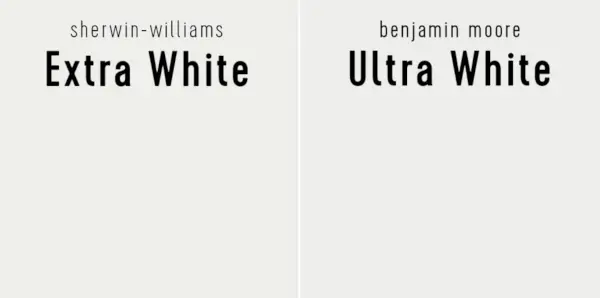 Sherwin Williams Extra White prieš Benjamin Moore Ultra White