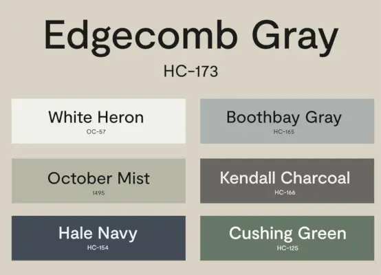 Edgecomb Grey와 조화를 이루는 벤자민 무어 색상