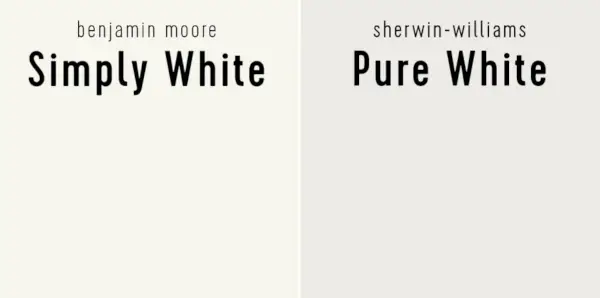 Benjamin Moore Simply White contre Sherwin-Williams Pure White