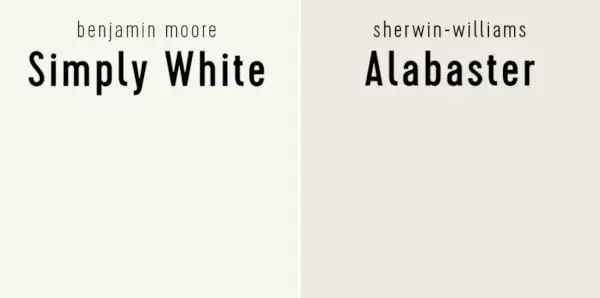 Benjamin Moore Simply White vs Sherwin-Williams Alabastro