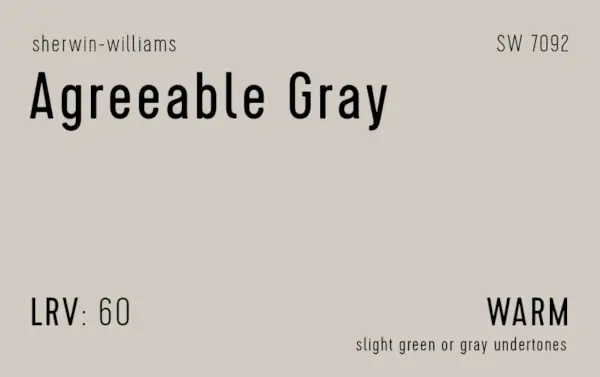 Sherwin Williams Agreeable Grey Information Swatch