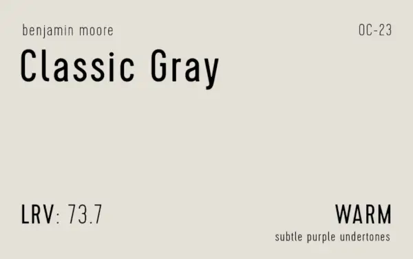 Benjamin Moore Classic Grey Information Swatch