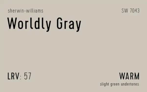 Sherwin-Williams Worldly Grey 정보 견본