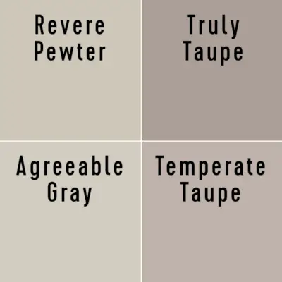 Couleurs de peinture grège ou taupe