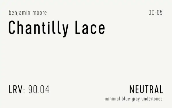 Benjamin Moore Chantilly Lace Swatch Med Paint Info LRV Undertone