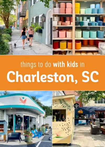 Collage van dingen om met kinderen te doen in Charleston, South Carolina