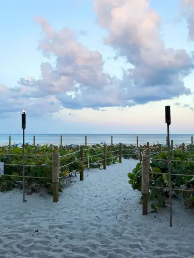 Pogled na ocean z jedilne mize v restavraciji Ocean Grill in baru Tiki v Pompano Beach Floridi